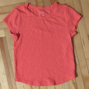 American Eagle Outfitters Red Waffle Baby Tee